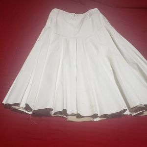 COPY - COPY - Leather long off white skirt. Stitch on waist band with short bac…